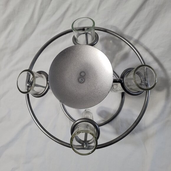 Candelaria Bud Vase with Pillar Plate 4 Glass Vases Wrought Iron Centerpiece - Picture 7 of 10